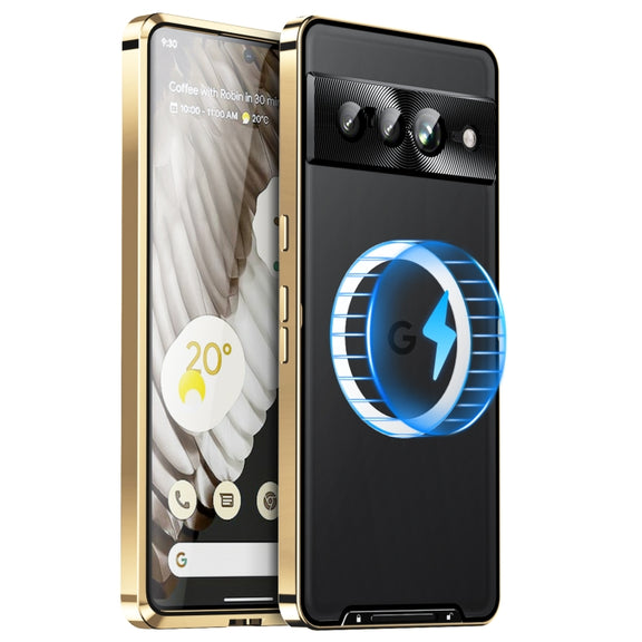 For Google Pixel 7 Pro MagSafe Magnetic Frosted Metal Phone Case(Gold)