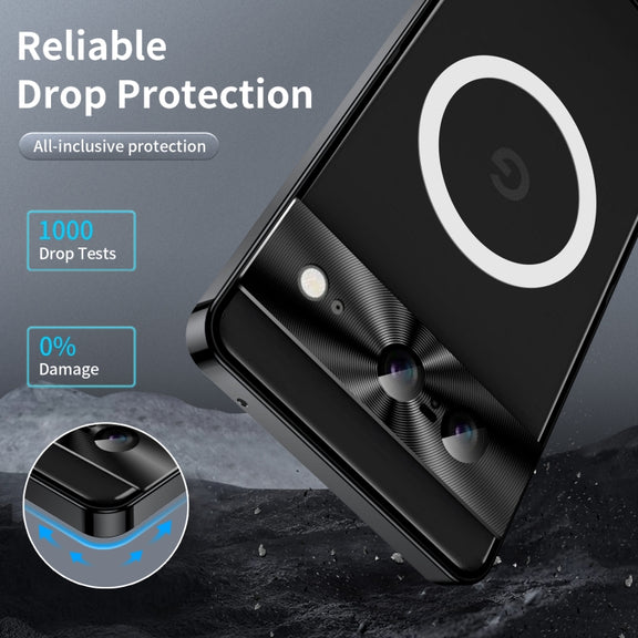 For Google Pixel 8 MagSafe Magnetic Frosted Metal Phone Case(Black)