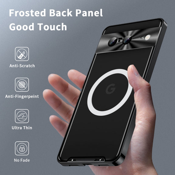 For Google Pixel 8 MagSafe Magnetic Frosted Metal Phone Case(Black)