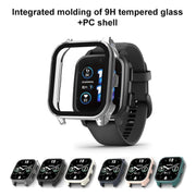 Compatible with Garmin Venu Sq2 PC + 9H Tempered Glass Integrated Protective Watch Case(Ink Blue)
