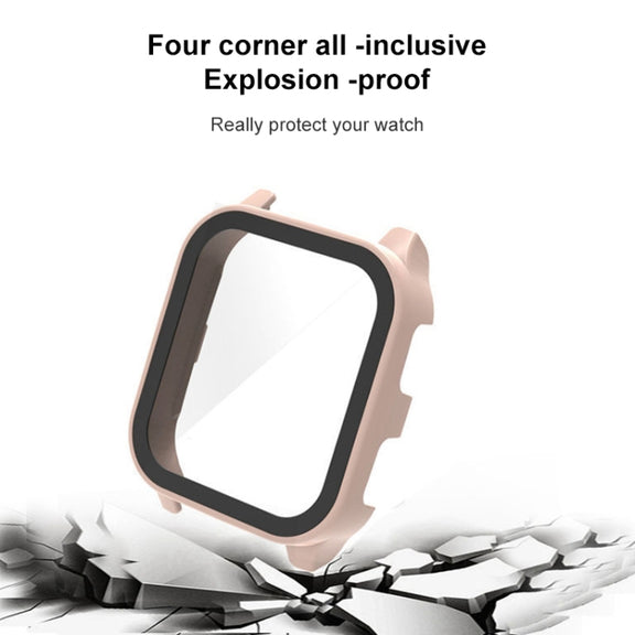 Compatible with Garmin Venu Sq2 PC + 9H Tempered Glass Integrated Protective Watch Case(Ink Blue)