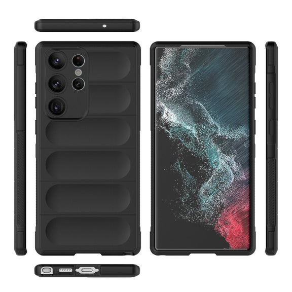 For Samsung Galaxy S23 Ultra 5G Magic Shield TPU + Flannel Phone Case(Black)