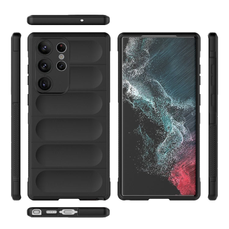 For Samsung Galaxy S23 Ultra 5G Magic Shield TPU + Flannel Phone Case(Black)