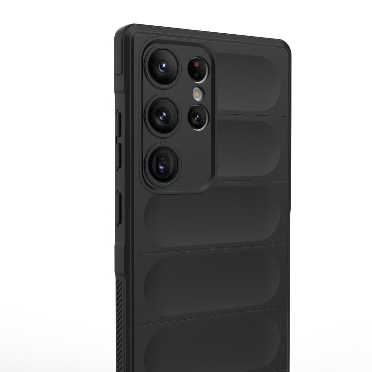 For Samsung Galaxy S23 Ultra 5G Magic Shield TPU + Flannel Phone Case(Black)