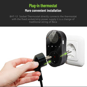 BHT12-C Plug-in LCD Thermostat Without WiFi, EU Plug(Blue)