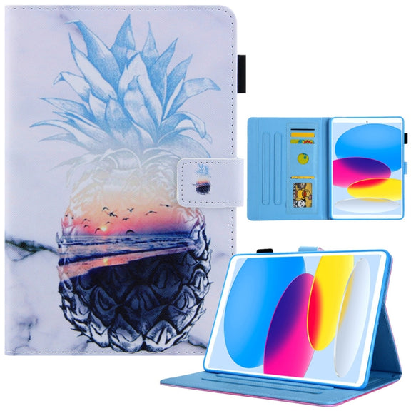 For iPad 2025 / 2022 Colored Drawing Leather Smart Tablet Case(Ocean Pineapple)