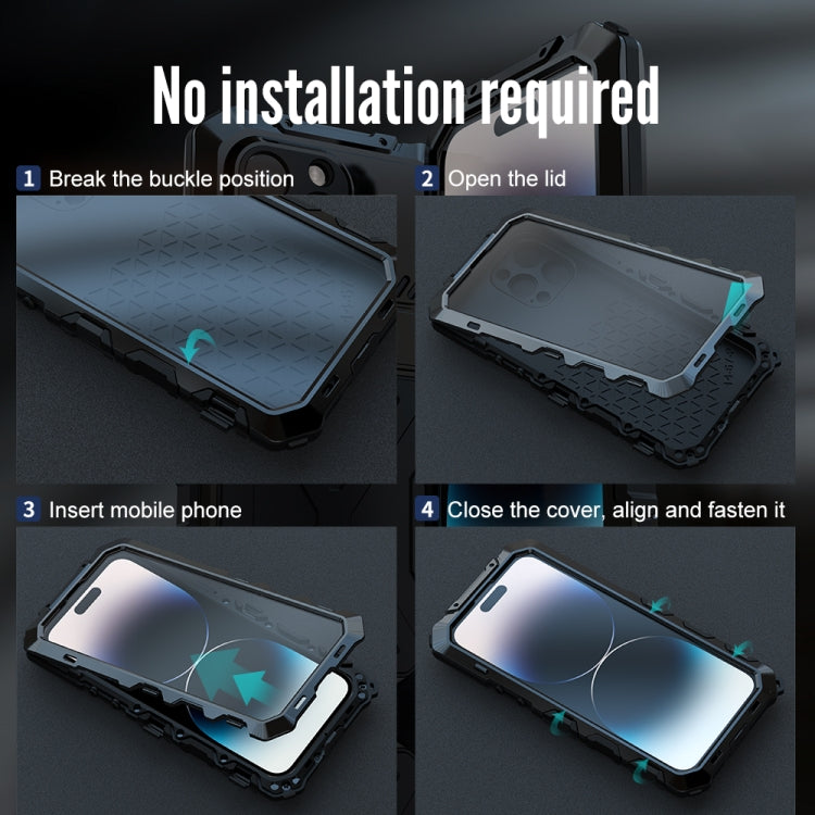 For iPhone 14 Pro Max R-JUST Life Water-resistant Dustproof Shockproof Phone Case(Silver)