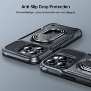 For iPhone 14 Pro JOYROOM PC + TPU Dual-layer Shockproof Phone Case with Rotating Holder(Black)