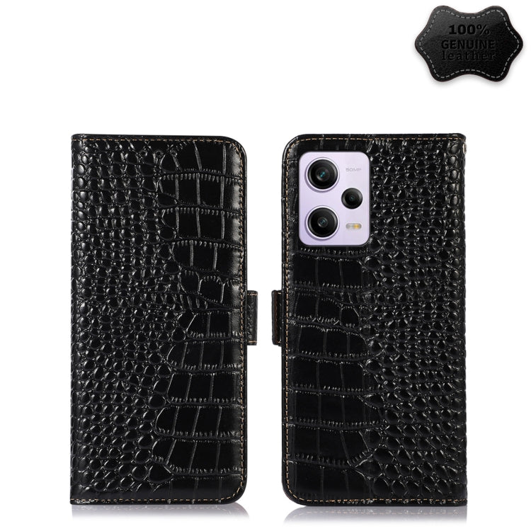 For Xiaomi Redmi Note 12 Pro 5G China Crocodile Top Layer Cowhide Leather Phone Case(Black)