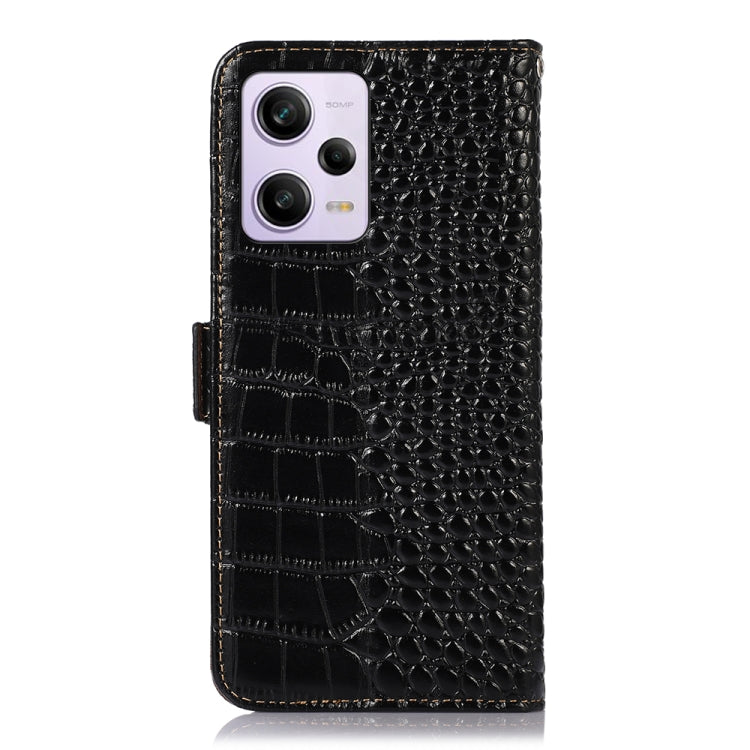 For Xiaomi Redmi Note 12 Pro 5G China Crocodile Top Layer Cowhide Leather Phone Case(Black)