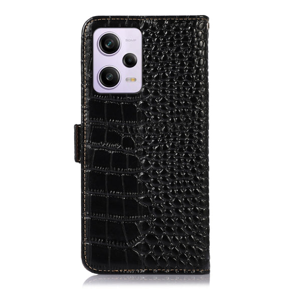 For Xiaomi Redmi Note 12 Pro 5G China Crocodile Top Layer Cowhide Leather Phone Case(Black)