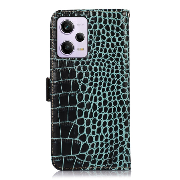 For Xiaomi Redmi Note 12 Pro 5G China Crocodile Top Layer Cowhide Leather Phone Case(Green)