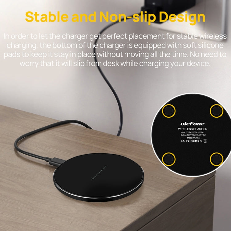 Ulefone UF005 15W Round Fast Charging Qi Wireless Charger(Black)