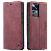 For Xiaomi 12T / 12T Pro CaseMe 013 Multifunctional Horizontal Flip Leather Phone Case(Wine Red)