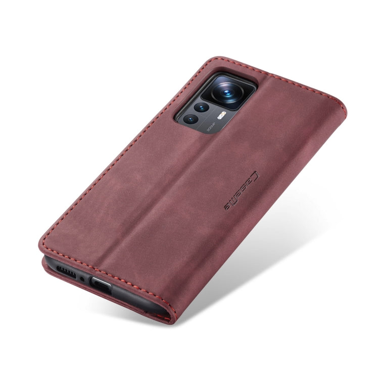 For Xiaomi 12T / 12T Pro CaseMe 013 Multifunctional Horizontal Flip Leather Phone Case(Wine Red)