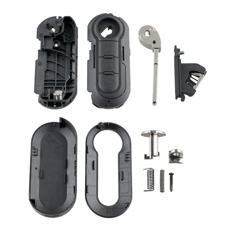 For Fiat 3 Button Folding Car Key Case Remote Control Shell SIP22, Style:White Switch Button
