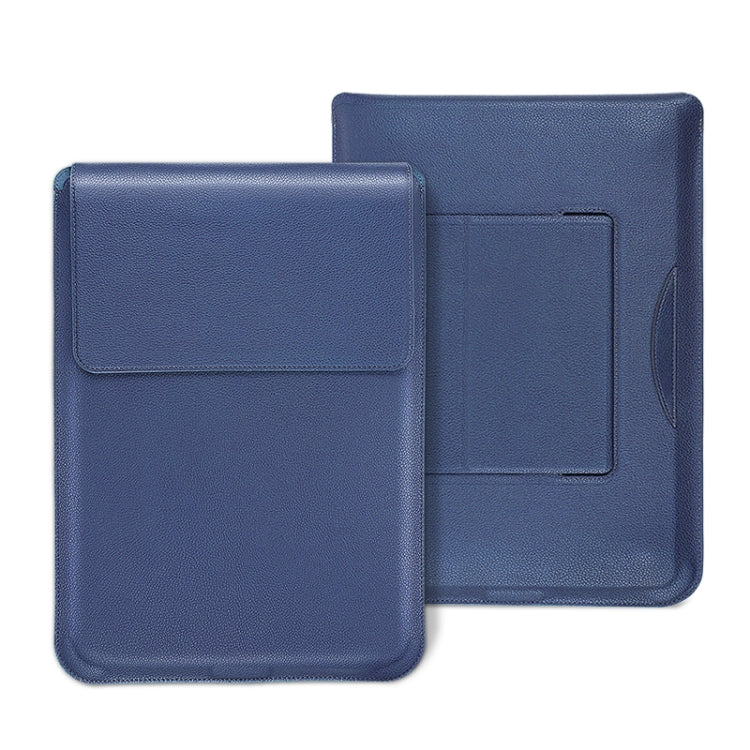 For MacBook 12 / 14 inch PU Leather 4 in 1 Laptop Bag with Functional Bracket(Dark Blue)
