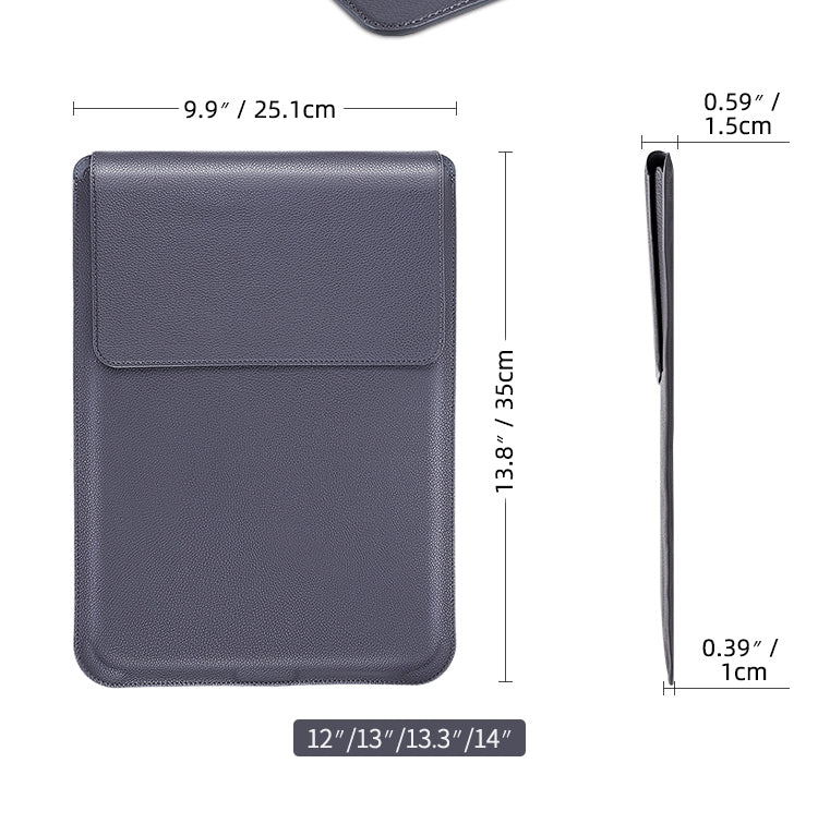 For MacBook 12 / 14 inch PU Leather 4 in 1 Laptop Bag with Functional Bracket(Space Gray)