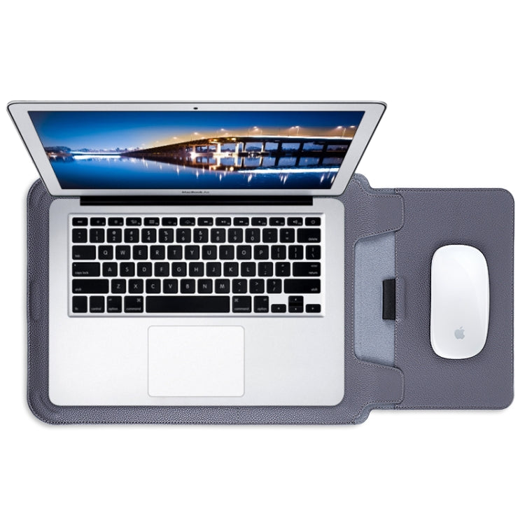 For MacBook 12 / 14 inch PU Leather 4 in 1 Laptop Bag with Functional Bracket(Space Gray)