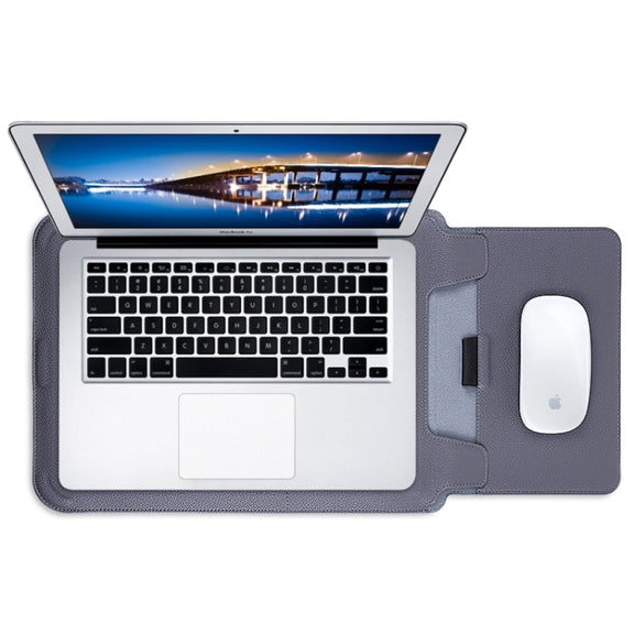 For MacBook 12 / 14 inch PU Leather 4 in 1 Laptop Bag with Functional Bracket(Space Gray)