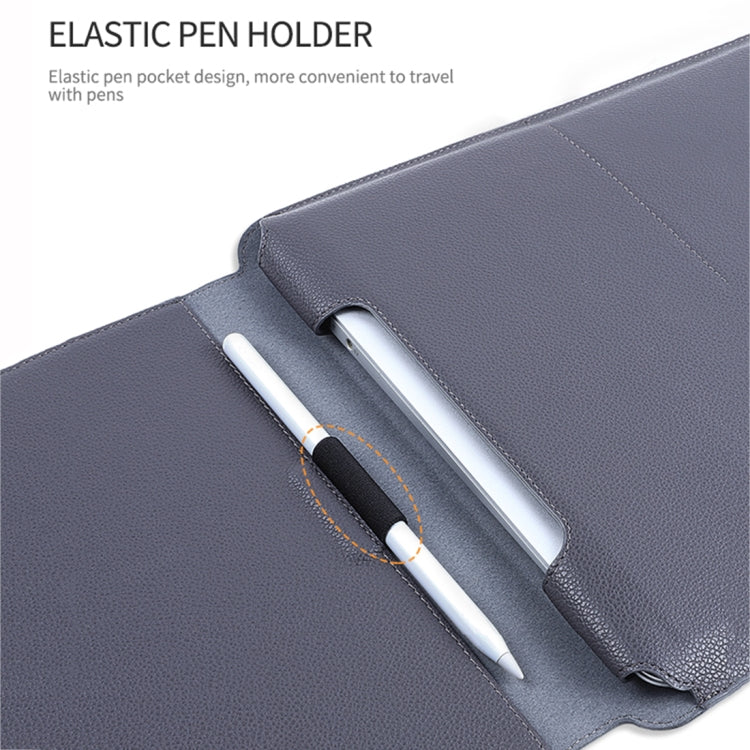For MacBook 12 / 14 inch PU Leather 4 in 1 Laptop Bag with Functional Bracket(Space Gray)