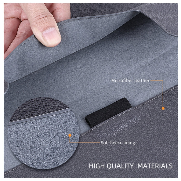 For MacBook 12 / 14 inch PU Leather 4 in 1 Laptop Bag with Functional Bracket(Space Gray)
