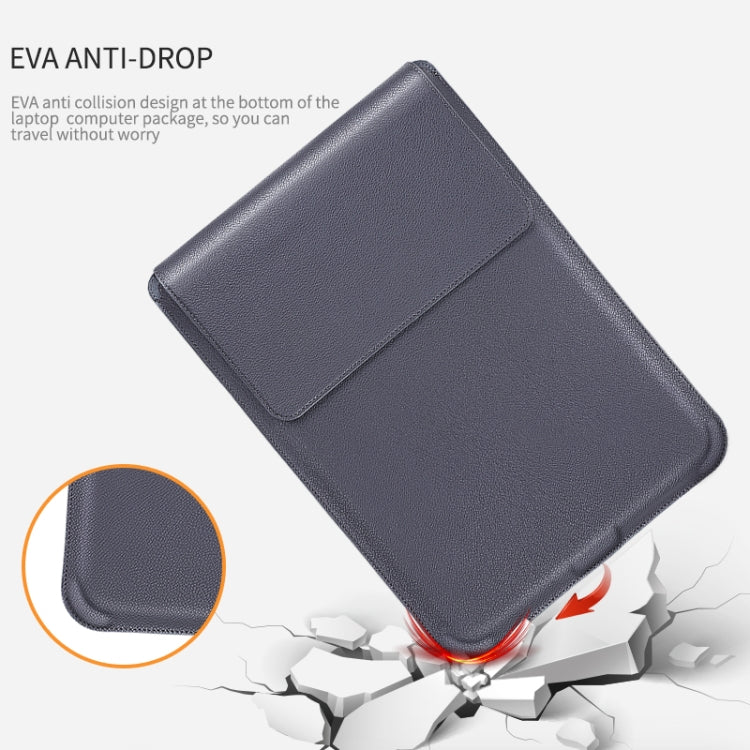 For MacBook 12 / 14 inch PU Leather 4 in 1 Laptop Bag with Functional Bracket(Space Gray)