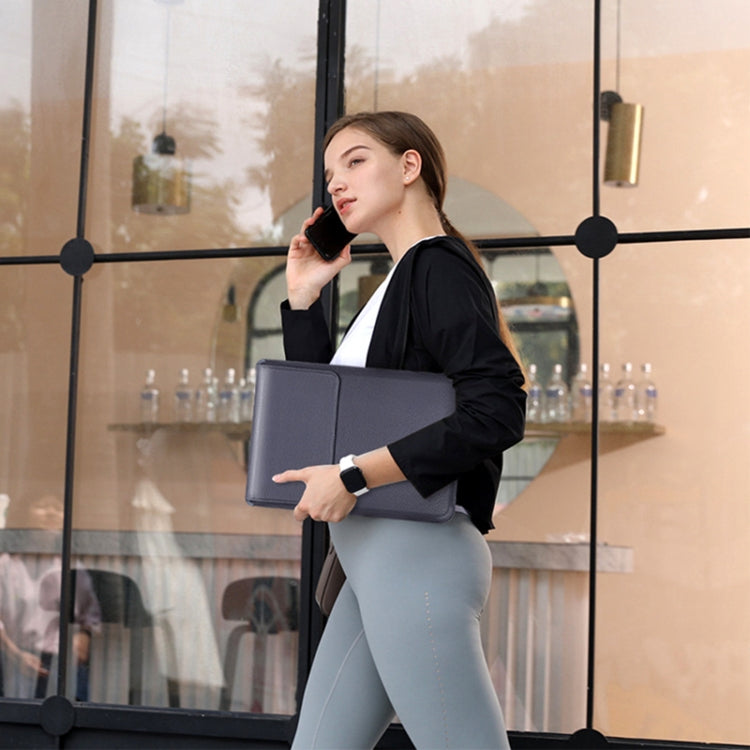 For MacBook 12 / 14 inch PU Leather 4 in 1 Laptop Bag with Functional Bracket(Space Gray)