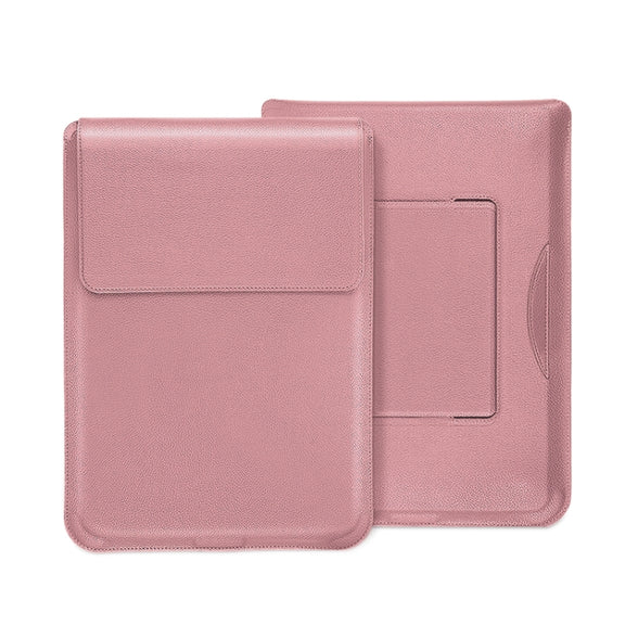 For MacBook 15 / 16 inch PU Leather 4 in 1 Laptop Bag with Functional Bracket(Rose Gold)