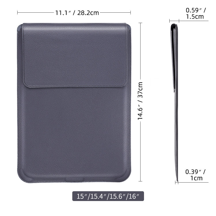 For MacBook 15 / 16 inch PU Leather 4 in 1 Laptop Bag with Functional Bracket(Black)