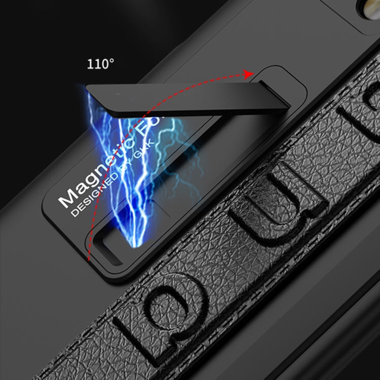For Huawei Mate X2 GKK Magnetic Hinge Integrated Phone Case with Wrist Strap(Blue)