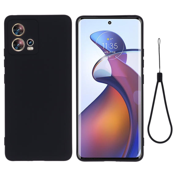 For Motorola Edge 30 Fusion / S30 Pro Pure Color Liquid Silicone Shockproof Phone Case(Black)