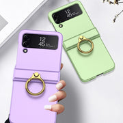 For Samsung Galaxy Z Flip4 GKK Ultrathin Hinge Full Coverage Phone Case with Ring Holder(Green)