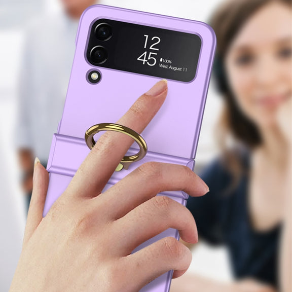 For Samsung Galaxy Z Flip4 GKK Ultrathin Hinge Full Coverage Phone Case with Ring Holder(Wine Red)