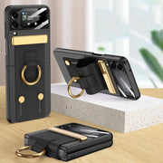 For Samsung Galaxy Z Flip4 GKK Ultrathin Shockproof Phone Case with Ring Holder / Wrist Strap(Black)