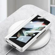For Samsung Galaxy Z Fold3 5G GKK Magnetic Fold Hinge Shockproof Phone Case with Wrist Strap(Silver)