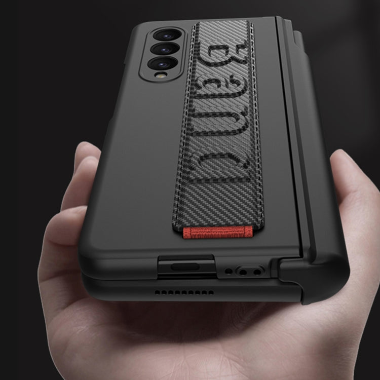 For Samsung Galaxy Z Fold3 5G GKK Magnetic Fold Hinge Shockproof Phone Case with Wrist Strap(Black)