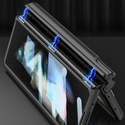 For Samsung Galaxy Z Fold3 5G GKK Magnetic Fold Hinge Shockproof Phone Case with Wrist Strap(Silver)