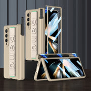 For Samsung Galaxy Z Fold4 GKK Magnetic Fold Hinge Shockproof Phone Case with Wrist Strap(Gold)