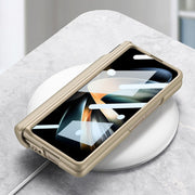 For Samsung Galaxy Z Fold4 GKK Magnetic Fold Hinge Shockproof Phone Case with Wrist Strap(Black)