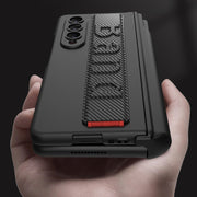 For Samsung Galaxy Z Fold4 GKK Magnetic Fold Hinge Shockproof Phone Case with Wrist Strap(Black)