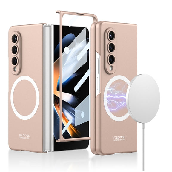 For Samsung Galaxy Z Fold4 GKK MagSafe Ultrathin Integrated Shockproof Protective Phone Case(Rose Gold)