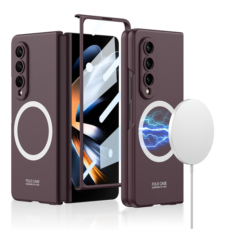 For Samsung Galaxy Z Fold4 GKK MagSafe Ultrathin Integrated Shockproof Protective Phone Case(Wine Red)