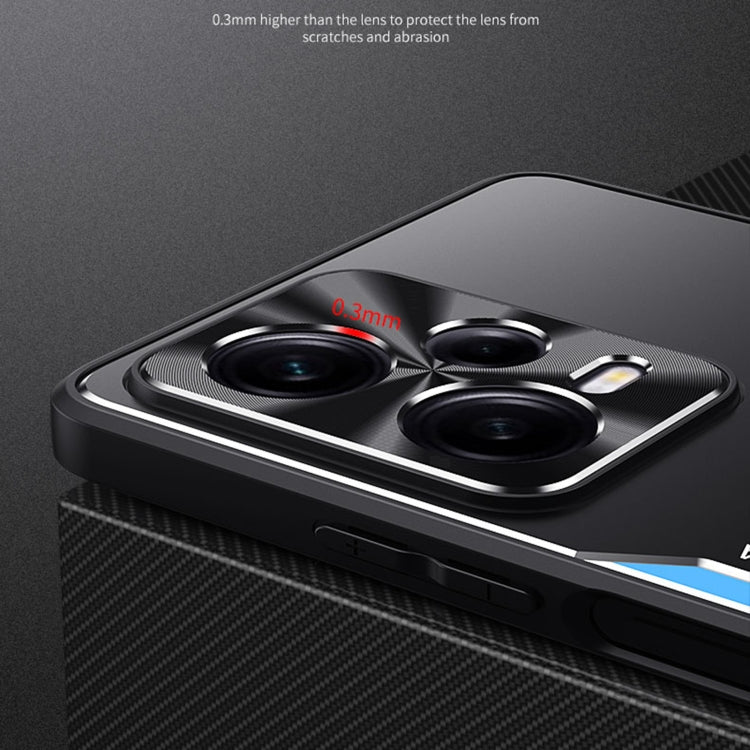 For Xiaomi Redmi Note 12 Pro+ China Blade Series TPU + Titanium Alloy Phone Case with Holder(Black Blue)
