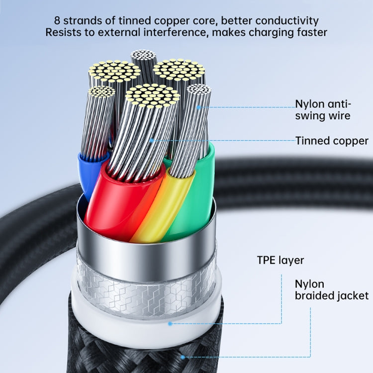 JOYROOM 2.4A USB to 8 Pin Surpass Series Fast Charging Data Cable, Length:0.25m(Black)