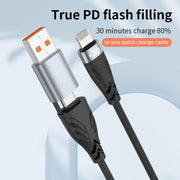 ADC-008 2 in 1 PD 30W USB/Type-C to 8 Pin Fast Charge Data Cable, Length: 1m