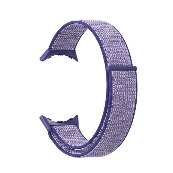 For Google Pixel Watch Nylon Woven Plastic Connector Watch Band(Blue Purple)