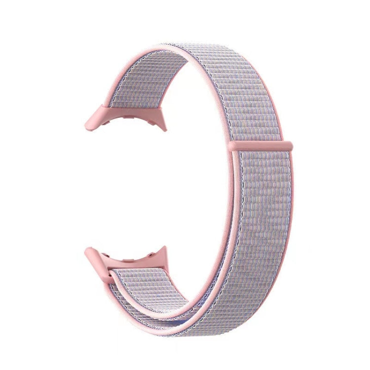 For Google Pixel Watch Nylon Woven Plastic Connector Watch Band(Pink Sand)