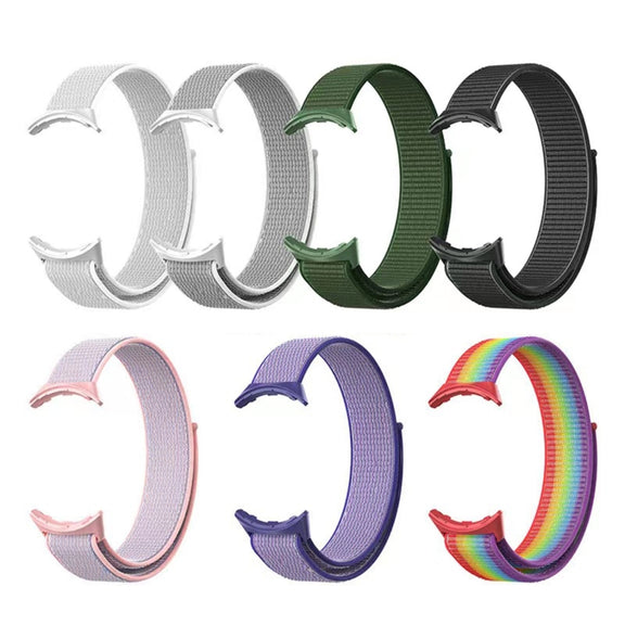 For Google Pixel Watch Nylon Woven Plastic Connector Watch Band(Blue Purple)