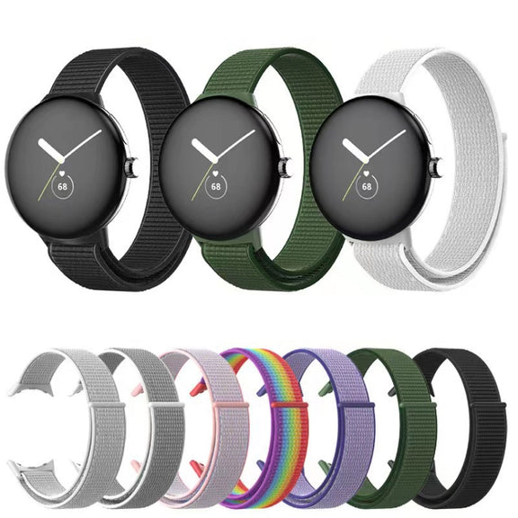For Google Pixel Watch Nylon Woven Plastic Connector Watch Band(Blue Purple)